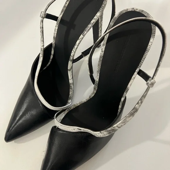 Alexander Wang Black and Gray Leather Slingback Heels - Picture 2 of 4